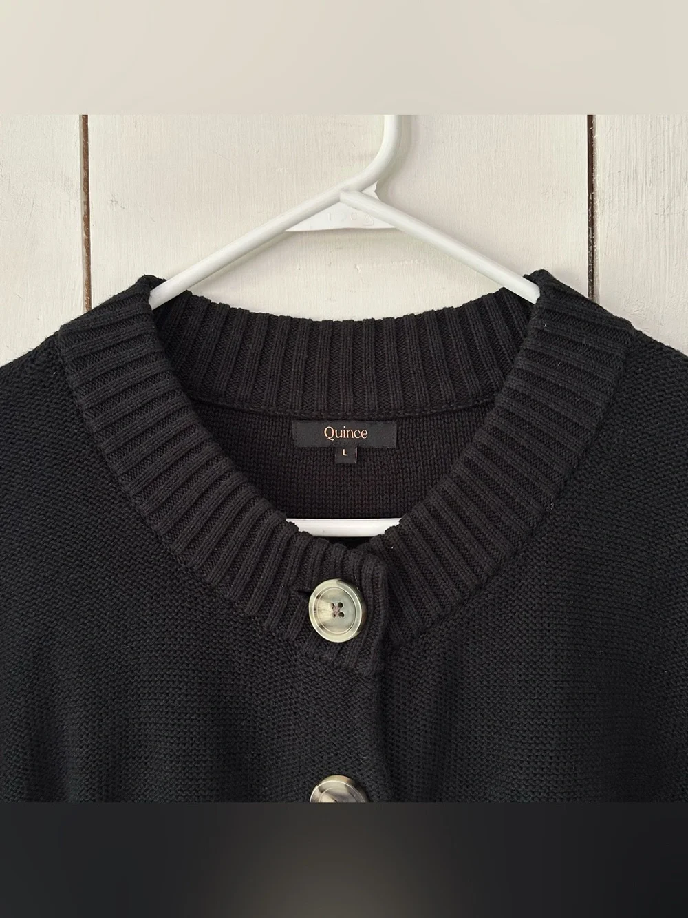 Quince 100% Organic Cotton Cropped Cardigan Sz L Black - Picture 9 of 14
